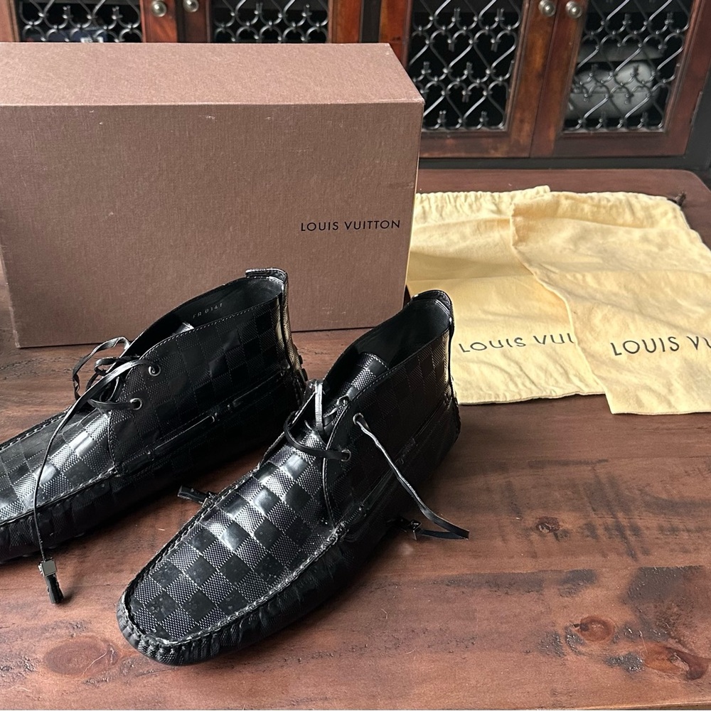 Louis Vuitton Patent Leather Black Men's Driving Shoes